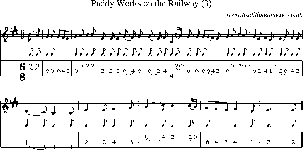 Mandolin Tab and Sheet Music for Paddy Works On The Railway (1)