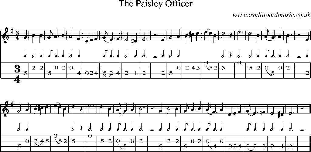 Mandolin Tab and Sheet Music for The Paisley Officer