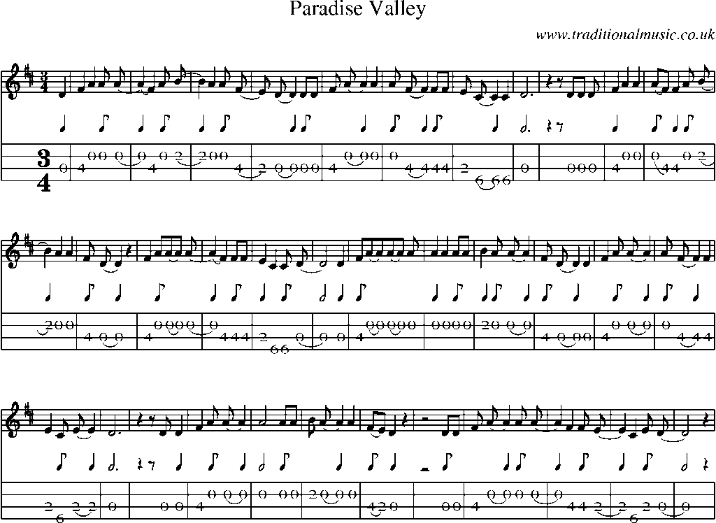 Mandolin Tab and Sheet Music for Paradise Valley