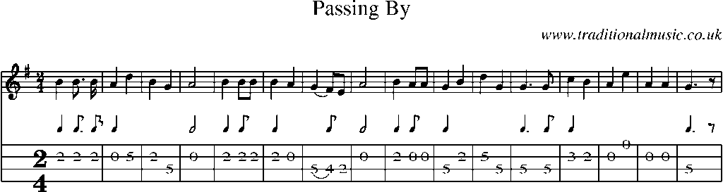 Mandolin Tab and Sheet Music for Passing By