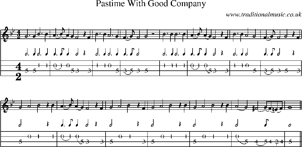 Mandolin Tab and Sheet Music for Pastime With Good Company(1)