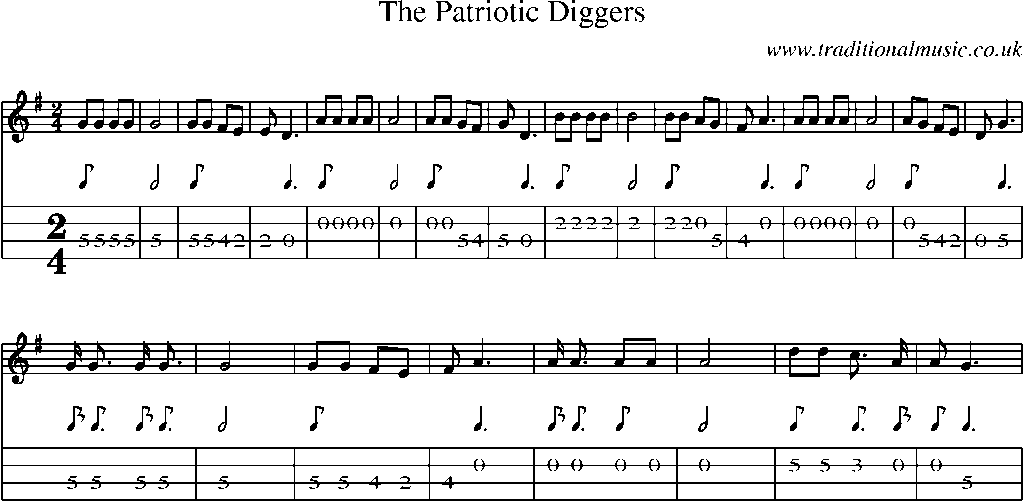 Mandolin Tab and Sheet Music for The Patriotic Diggers