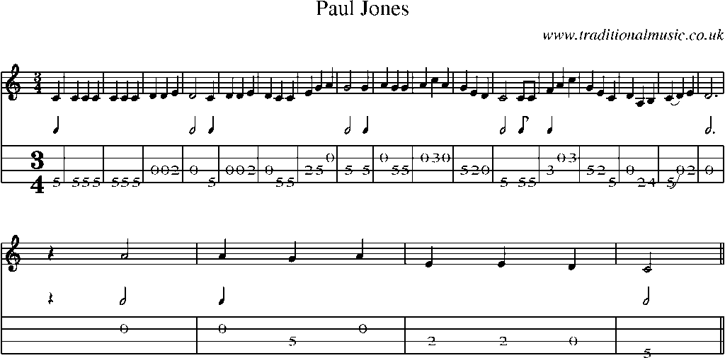 Mandolin Tab and Sheet Music for Paul Jones(1)