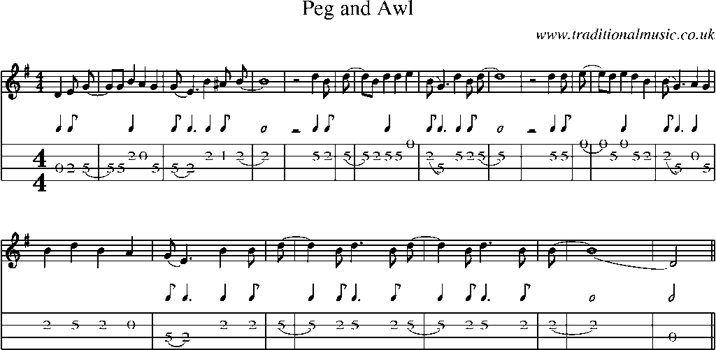 Mandolin Tab and Sheet Music for Peg And Awl
