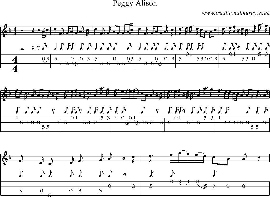 Mandolin Tab and Sheet Music for Peggy Alison