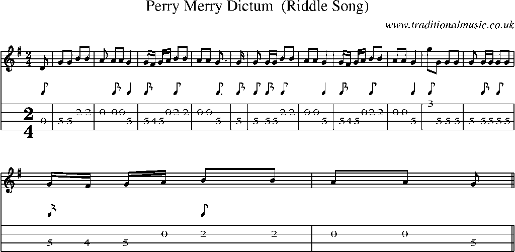 Mandolin Tab and Sheet Music for Perry Merry Dictum  (riddle Song)
