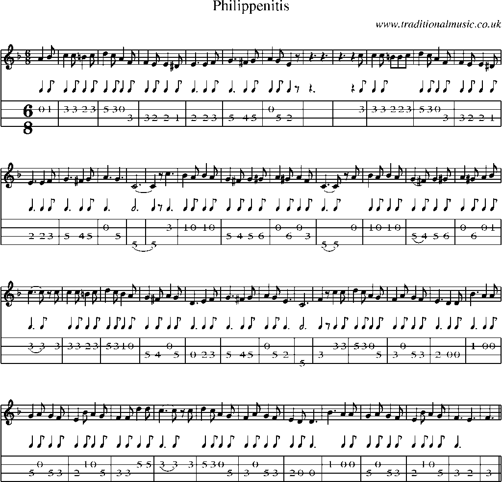 Mandolin Tab and Sheet Music for Philippenitis
