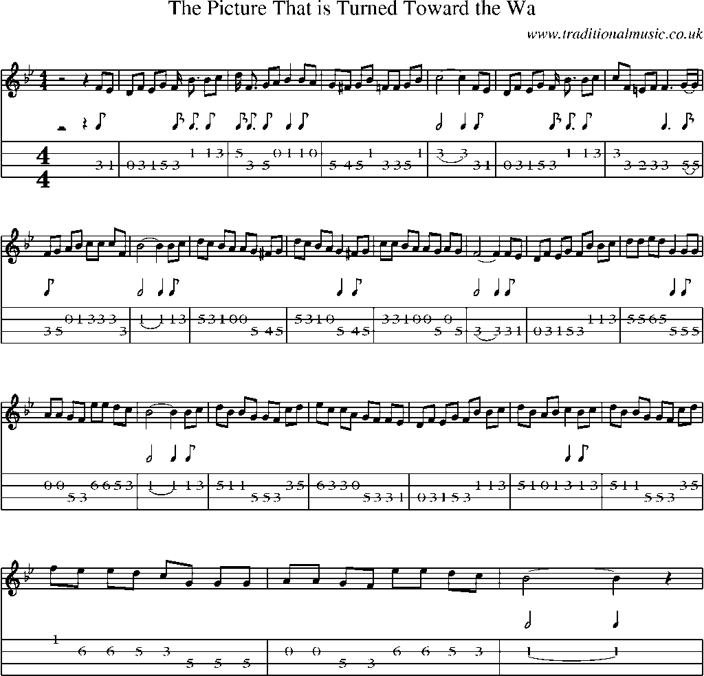 Mandolin Tab and Sheet Music for The Picture That Is Turned Toward The Wa