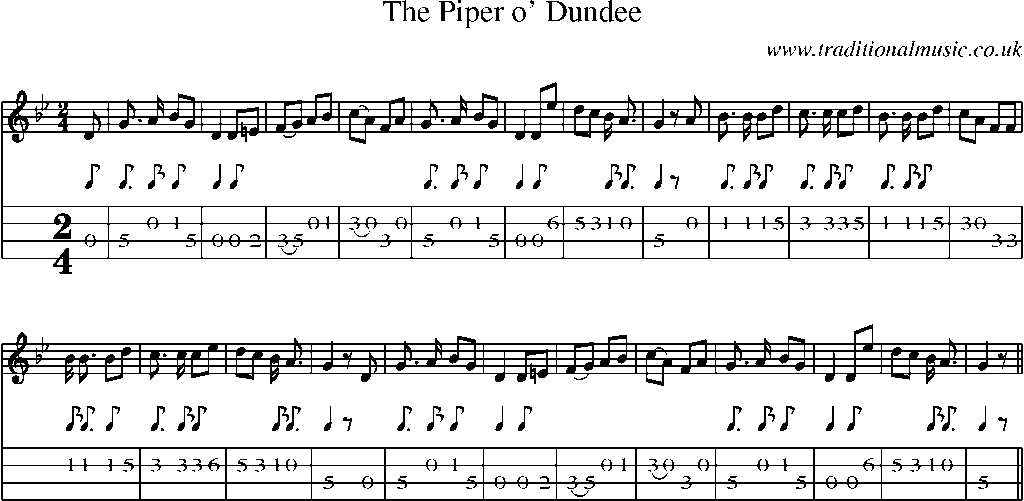 Mandolin Tab and Sheet Music for The Piper O' Dundee