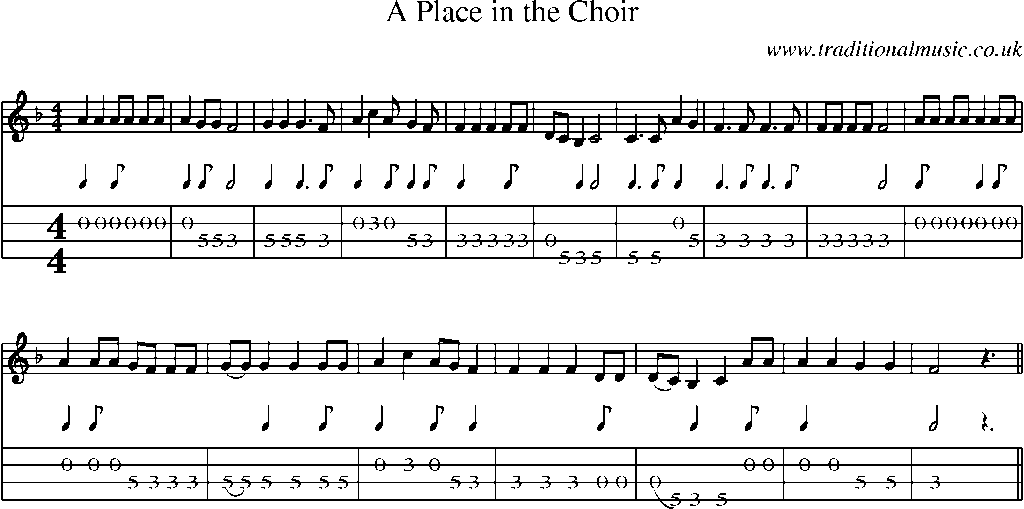 Mandolin Tab and Sheet Music for A Place In The Choir