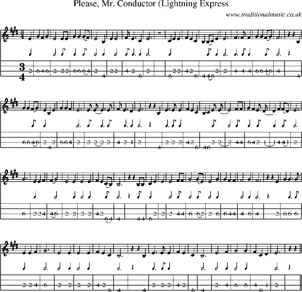 Mandolin Tab and Sheet Music for Please, Mr. Conductor (lightning Express)