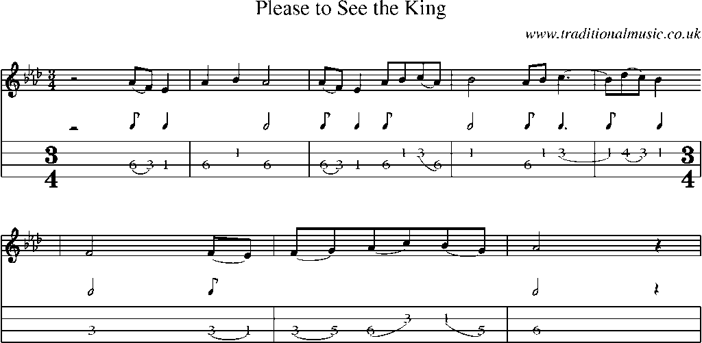 Mandolin Tab and Sheet Music for Please To See The King