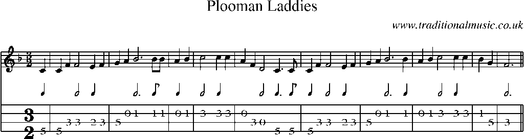 Mandolin Tab and Sheet Music for Plooman Laddies