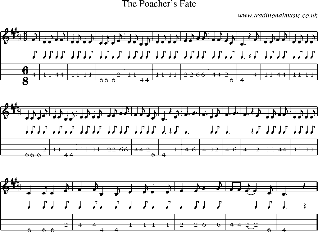 Mandolin Tab and Sheet Music for The Poacher's Fate