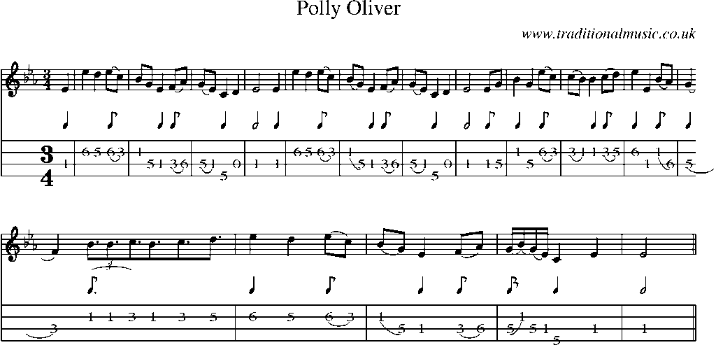 Mandolin Tab and Sheet Music for Polly Oliver