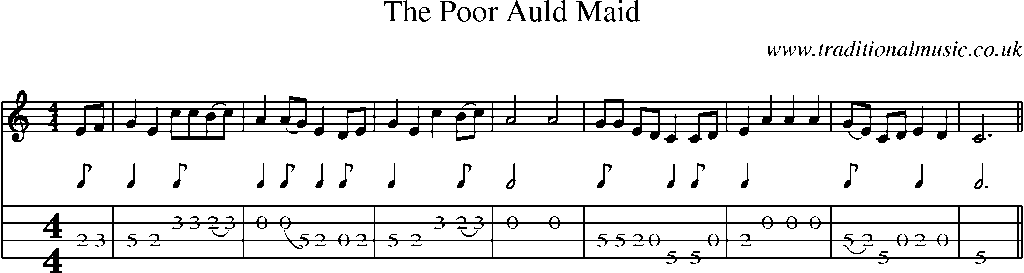 Mandolin Tab and Sheet Music for The Poor Auld Maid
