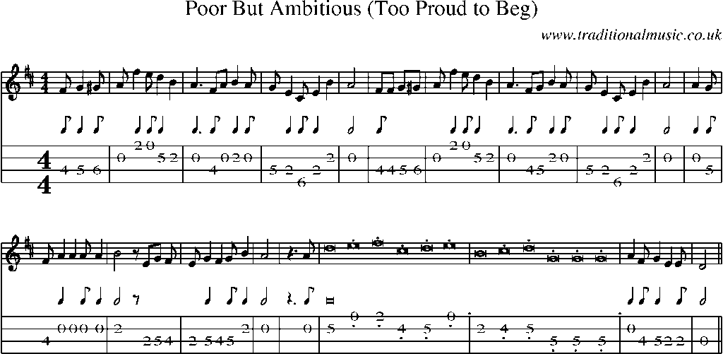 Mandolin Tab and Sheet Music for Poor But Ambitious (too Proud To Beg)