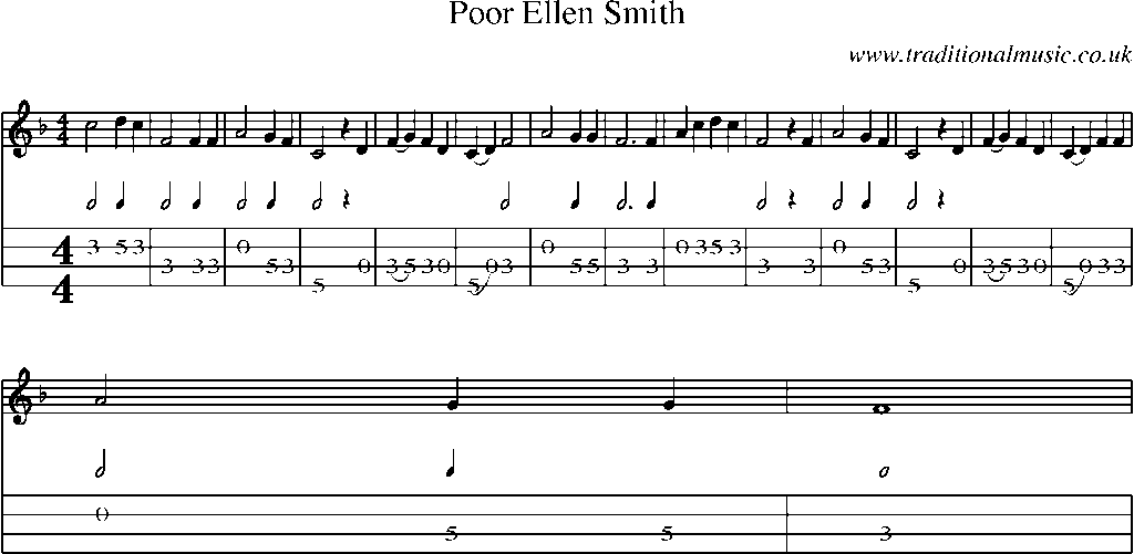 Mandolin Tab and Sheet Music for Poor Ellen Smith
