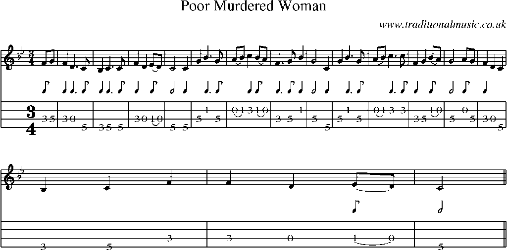 Mandolin Tab and Sheet Music for Poor Murdered Woman