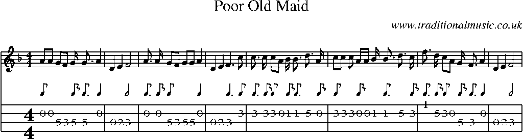 Mandolin Tab and Sheet Music for Poor Old Maid