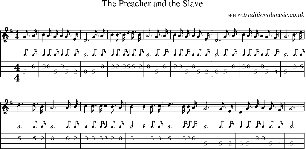 Mandolin Tab and Sheet Music for The Preacher And The Slave