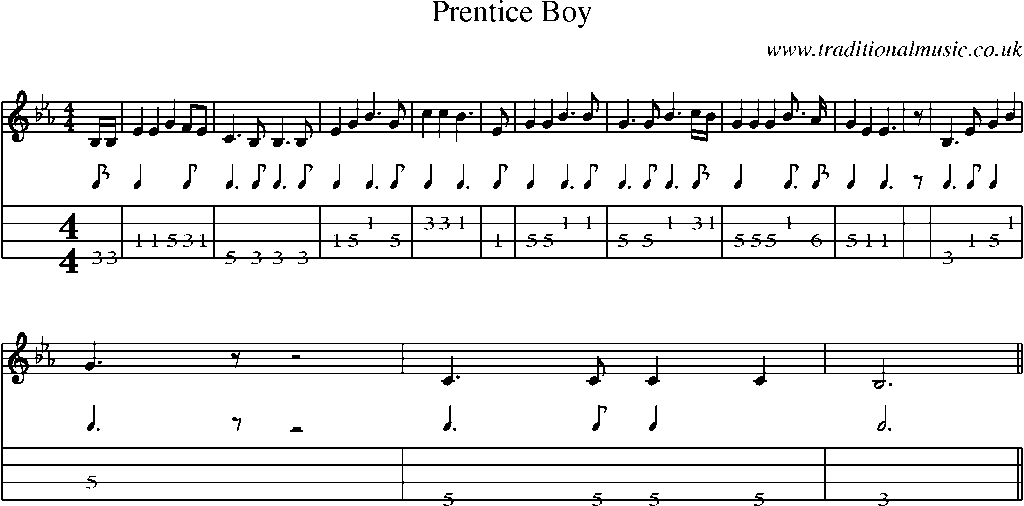 Mandolin Tab and Sheet Music for Prentice Boy