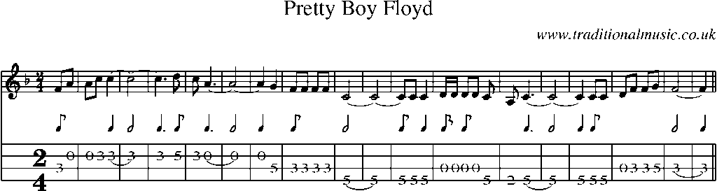 Mandolin Tab and Sheet Music for Pretty Boy Floyd