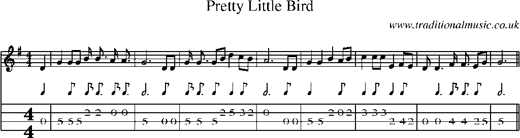 Mandolin Tab and Sheet Music for Pretty Little Bird