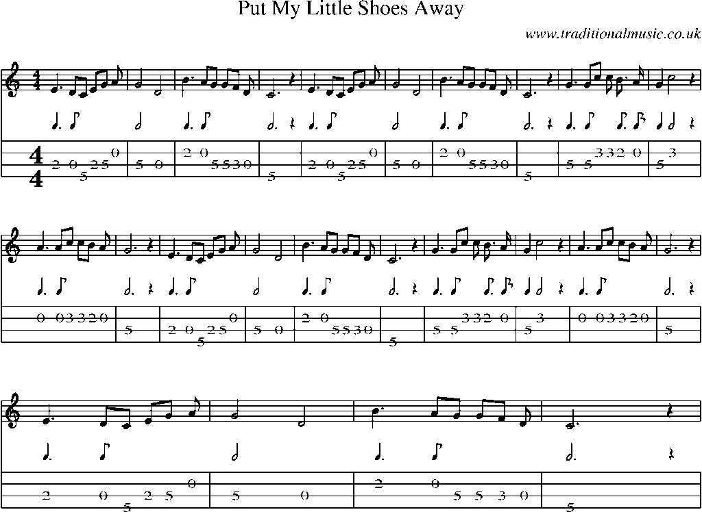 Mandolin Tab and Sheet Music for Put My Little Shoes Away