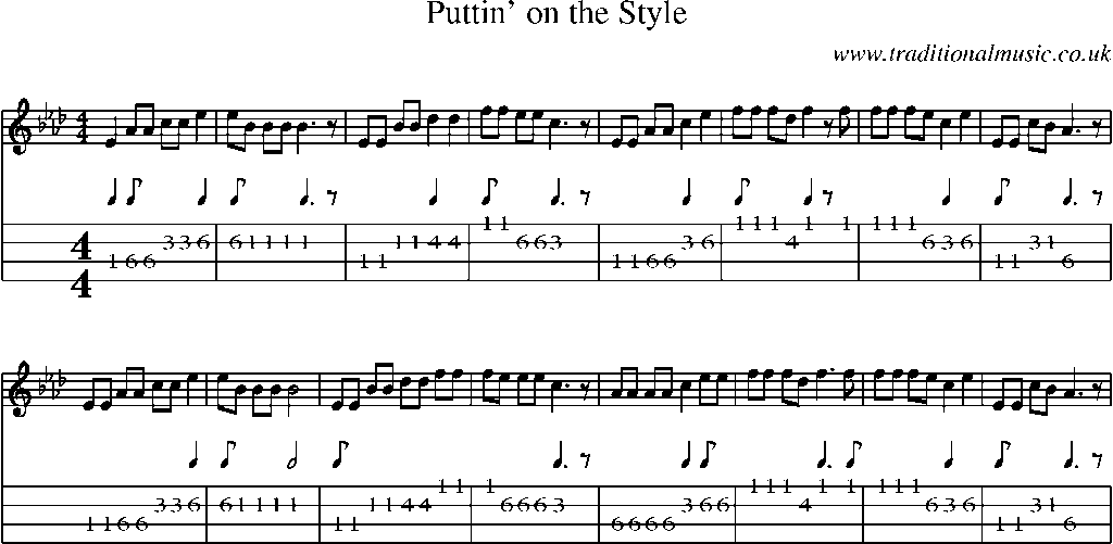 Mandolin Tab and Sheet Music for Puttin' On The Style