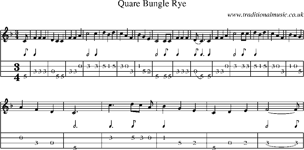 Mandolin Tab and Sheet Music for Quare Bungle Rye