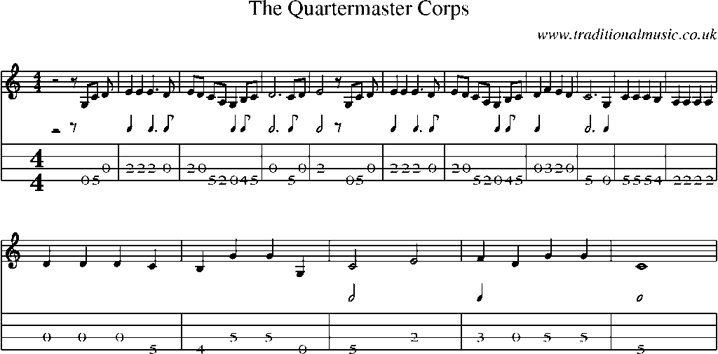Mandolin Tab and Sheet Music for The Quartermaster Corps