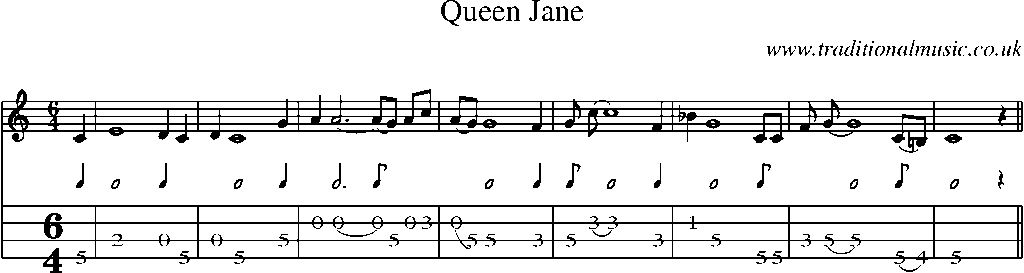 Mandolin Tab and Sheet Music for Queen Jane(1)