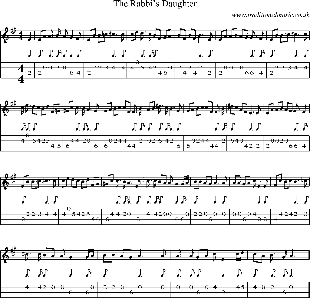 Mandolin Tab and Sheet Music for The Rabbi's Daughter(1)