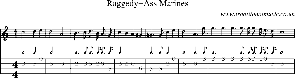 Mandolin Tab and Sheet Music for Raggedy-ass Marines