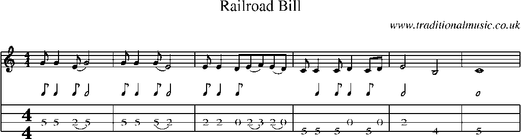 Mandolin Tab and Sheet Music for Railroad Bill