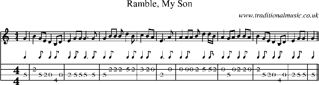 Mandolin Tab and Sheet Music for Ramble, My Son