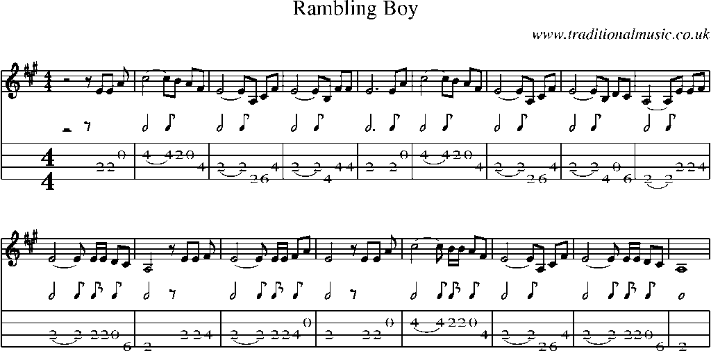 Mandolin Tab and Sheet Music for Rambling Boy