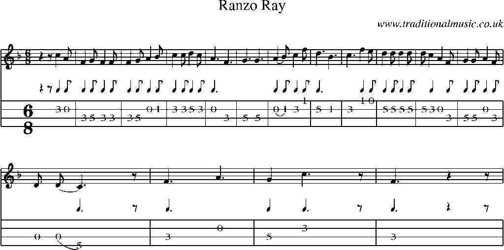 Mandolin Tab and Sheet Music for Ranzo Ray