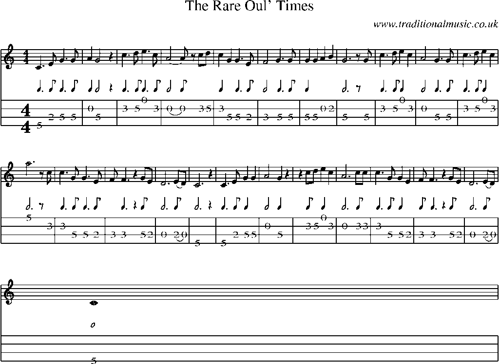 Mandolin Tab and Sheet Music for The Rare Oul' Times