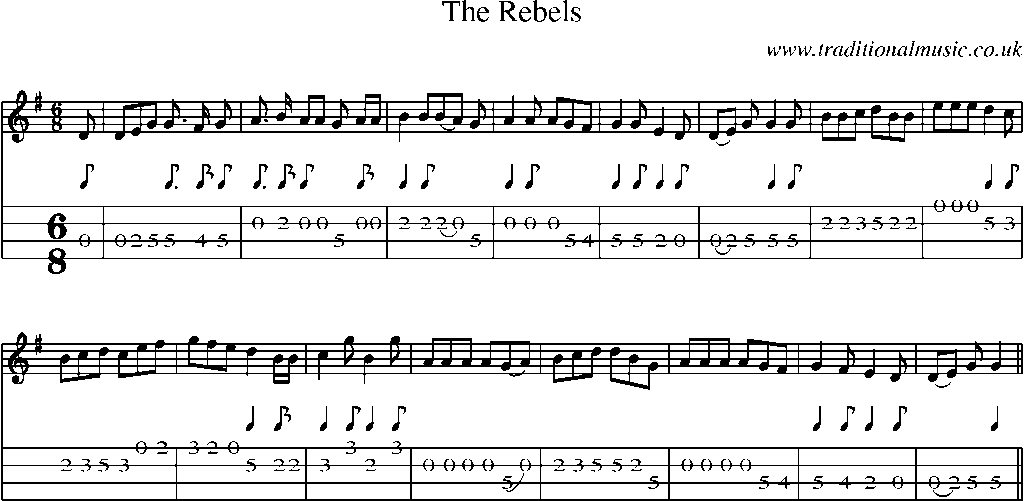 Mandolin Tab and Sheet Music for The Rebels