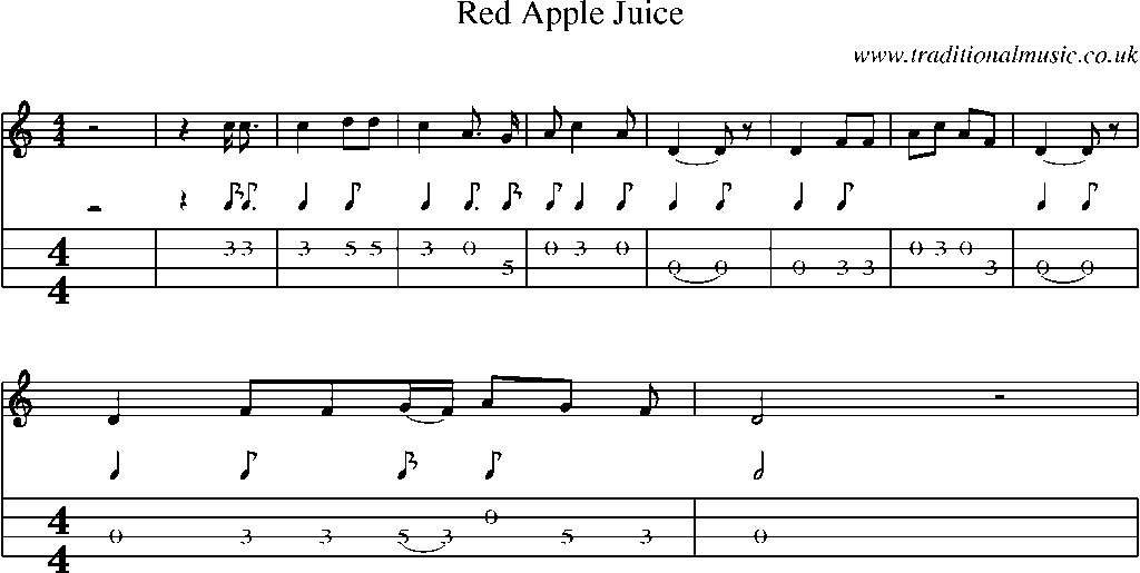 Mandolin Tab and Sheet Music for Red Apple Juice