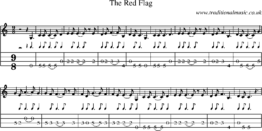 Mandolin Tab and Sheet Music for The Red Flag