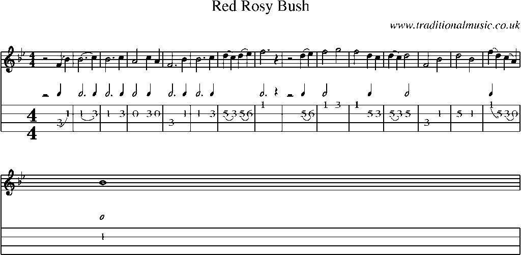 Mandolin Tab and Sheet Music for Red Rosy Bush