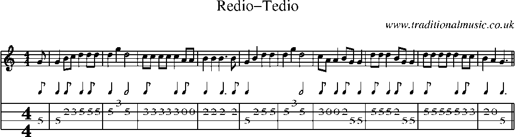 Mandolin Tab and Sheet Music for Redio-tedio