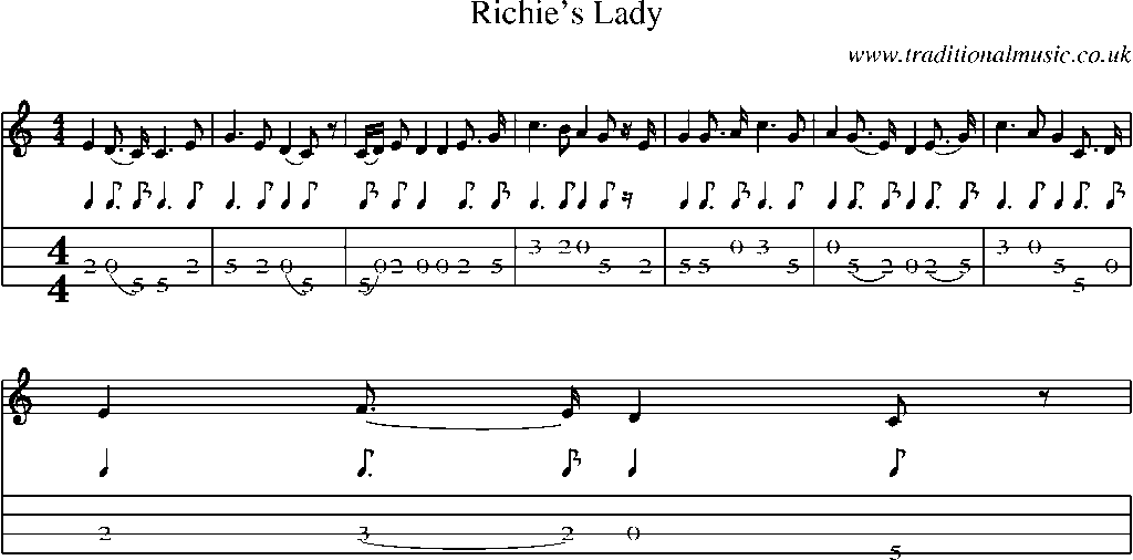 Mandolin Tab and Sheet Music for Richie's Lady