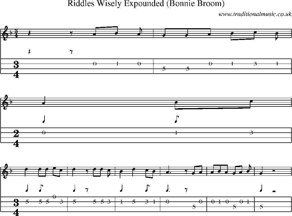 Mandolin Tab and Sheet Music for Riddles Wisely Expounded (bonnie Broom)