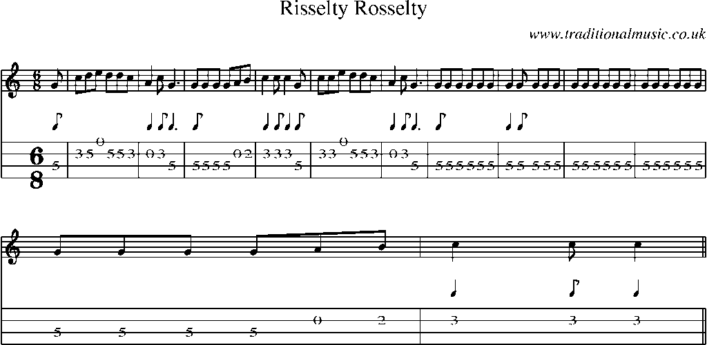 Mandolin Tab and Sheet Music for Risselty Rosselty