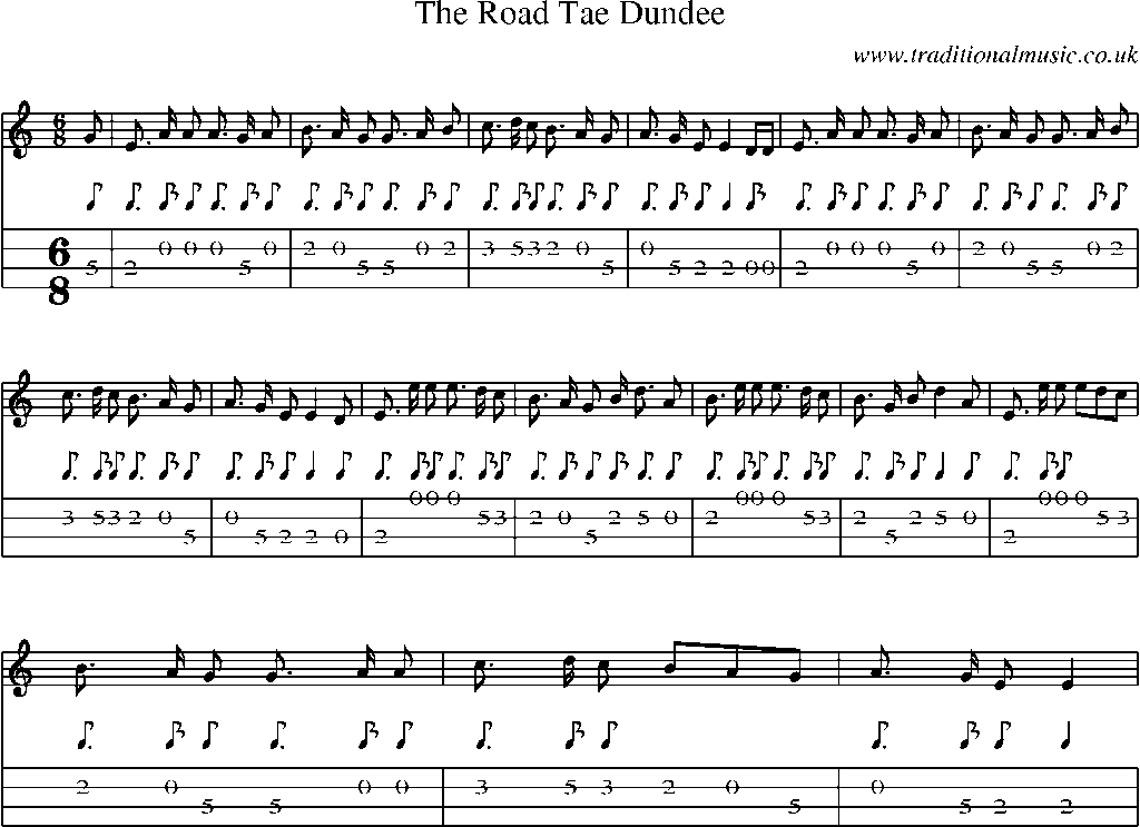 Mandolin Tab and Sheet Music for The Road Tae Dundee(1)