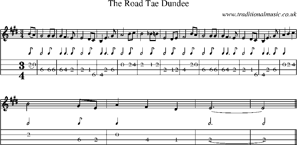 Mandolin Tab and Sheet Music for The Road Tae Dundee